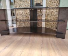Glass tv table and stand (swivel) TV not included
