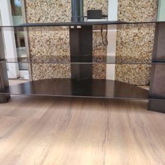 Glass tv table and stand (swivel) TV not included