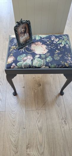 Vintage piano chair professionally sprayed in Farrow & Ball