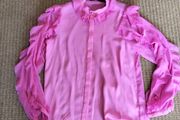 Bnwt Zara Pink Frilled Blouse Xs