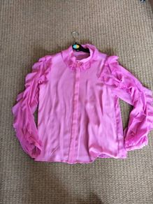 Bnwt Zara Pink Frilled Blouse Xs