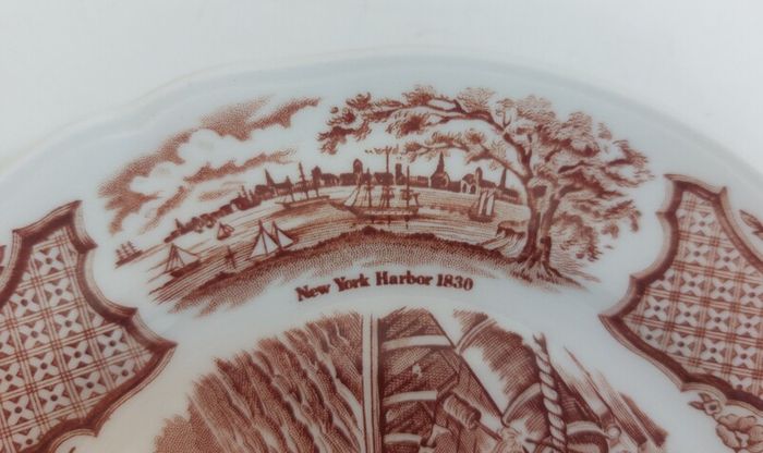 Fabulous Vintage 35 Piece Brown and White Fair Winds, Historical Scenes of Chinese Export to America Dinner Service by Alfred Meakin, Staffordshire