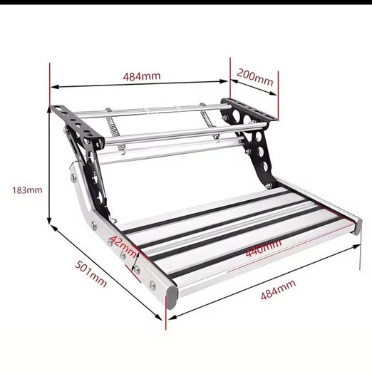 150KG Bearing Folding Ladder Step Motorhomes Aluminum Alloy RV Pedal Step Telescopic Antiskid Camper Travel Trailer Accessories