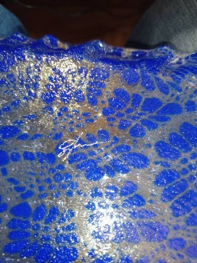 Signed.Cobolt Blue Fused Studio Glass Display Dish.