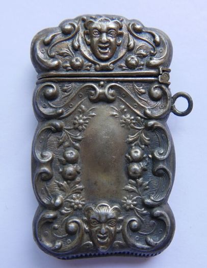 RARE!! Antique Sterling Silver Engraved Matchbox Pendent MATCH SAFE Vesta Case - Late 1800s