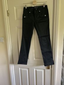 Black satin trousers