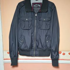 mens Tommy Hilfiger bomber jacket black lightweight coat windbreaker Size Medium