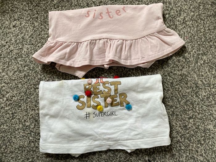 Next 2 baby girl tops: little sister and  best Sister - long sleeve shirt