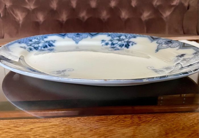 Antique Art Deco Cambridge Pattern Oval Serving Platter Meat Platter Hollinshead & Kirkham England ca 1910