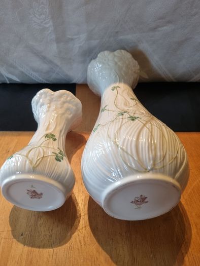 Belleek two vases