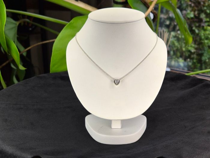 Authentic Pandora Sterling Silver Sparkling Elevated Heart Pendant Necklace with Box