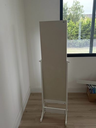 freestanding white jewelry cabinet mirror