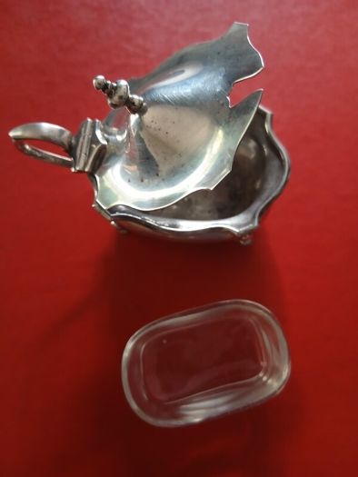 silver vintage mustard condiment