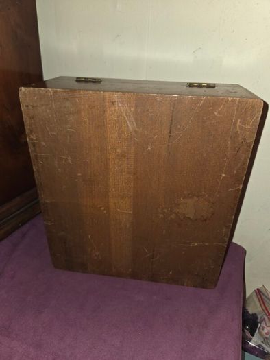 Antique Oak Church Box with Brass Cross