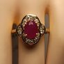 Gold Plated Sterling Silver Natural Ruby and Zircon Cluster Ring Image 2