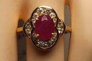Gold Plated Sterling Silver Natural Ruby and Zircon Cluster Ring