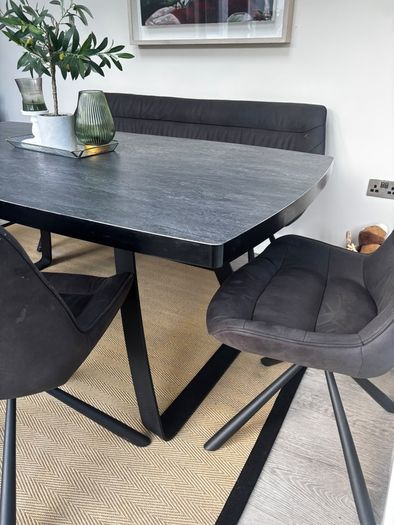 Dining table with bench and chairs