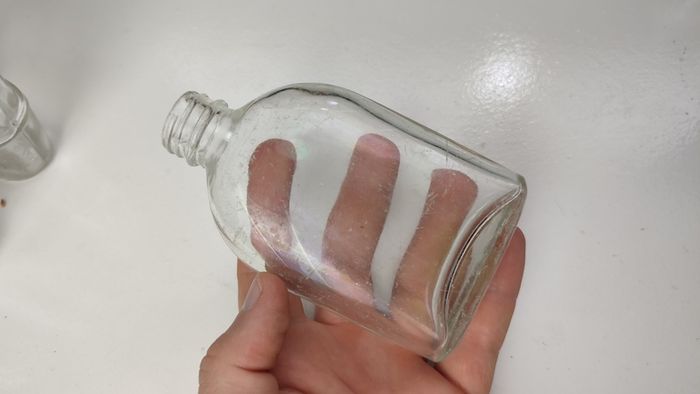 294 - Set of 7 Vintage Clear Glass Decorative Collectible Display Household Bottles