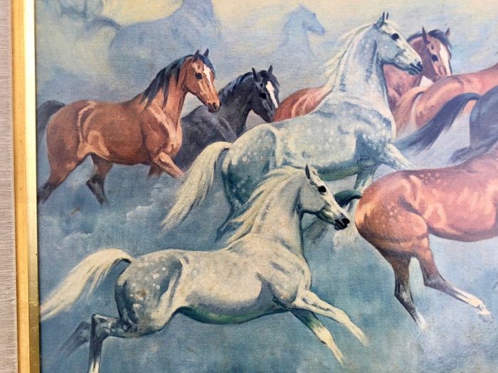 Large Framed Galloping Horses Print