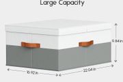 2 Large Foldable Storage Boxes with Divider - grey and white