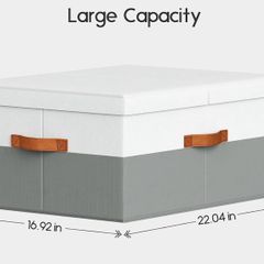 2 Large Foldable Storage Boxes with Divider - grey and white