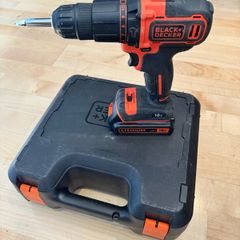 Black and Decker Hammer Drill with battery, charger and kit box