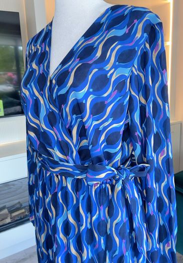 Ladies Blue Faux Wrap Midi Dress from Kate & Pippa