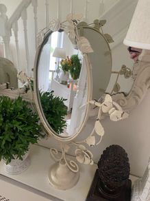 Shabby Chic Tall Mirror on Swivel Stand