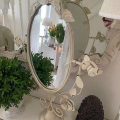 Shabby Chic Tall Mirror on Swivel Stand