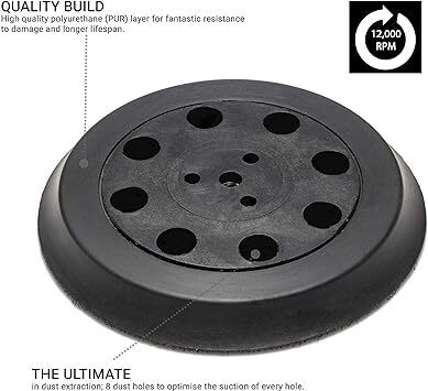 Glass Polish 12720 | Random Orbit Sander Backing Pad, Sanding Backer with Hook and Loop 125 mm