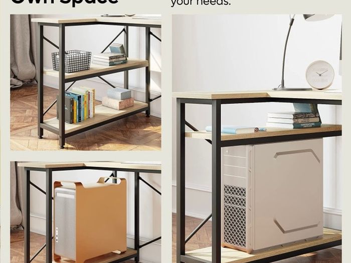 L Shaped Desk Small Corner Desk with Shelves 120CM Reversible Computer Desk Writing Table with Bookshelf for Home Office Small Space LOTS OF COLOURS AVAILABLE, SEE PHOTOS (FREE POSTAGE)