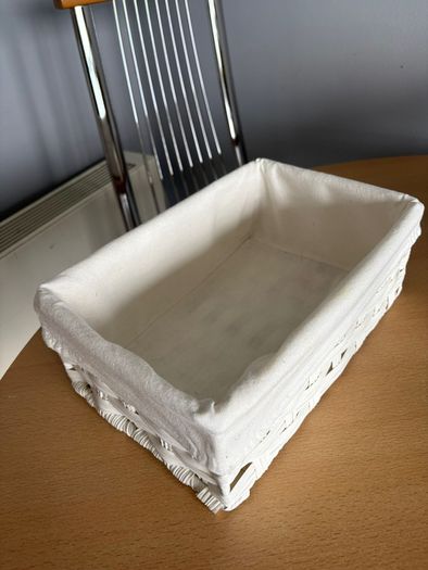 White Wicker Storage Baskets x3