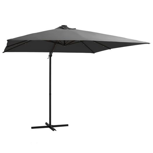 Cantilever Umbrella with LED lights and Steel Pole 250X250 cm Black