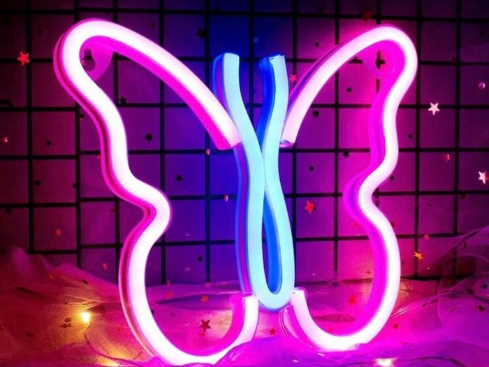 Butterfly Neon Signs Lights for Bedroom Wall Decor, USB or Battery LED Neon Night Light Wall Decoration, Aesthetic Room Decor for Girls, Kids, Living Room, Bar, Dorm, Men Cave (MULTIPLE COLOURS)