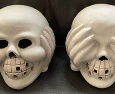 Halloween LED Ceramic Skull x 2
