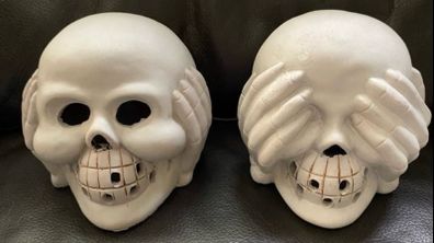 Halloween LED Ceramic Skull x 2