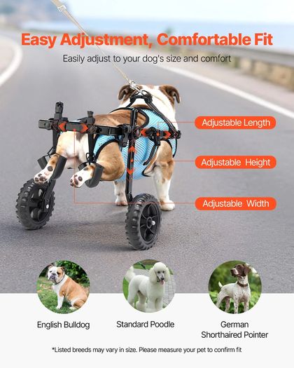 Wheelchair for Back Legs, Adjustable 2 Wheels Pet Wheelchair