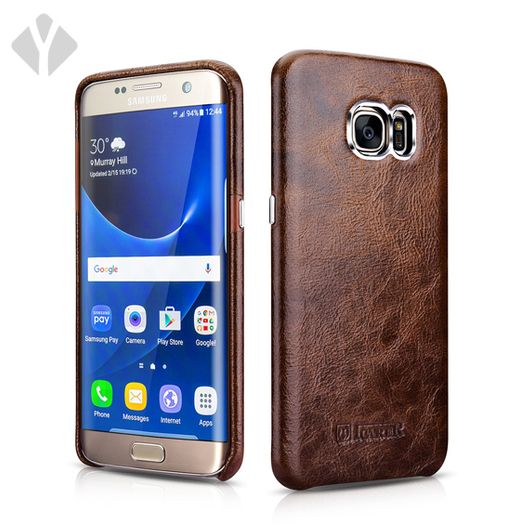S7 Edge Vintage Oil Wax Leather Back Cover