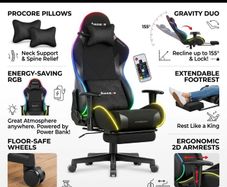 Huzaro Force 5.7 Black RGB Gaming Chair with Extendable Footrest
