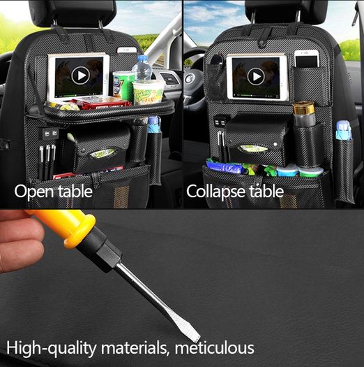 New Car Seat Organizer Back Seat Bag 4 USB Charge Storage Bag Holder Travel Multi-function Pocket Stowing Tidying Car Organizer