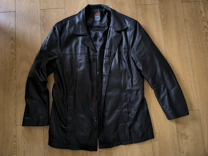 Mens Black Genuine Leather Jacket Route 66 Classic Vintage Style