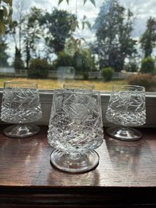 Set of 4 Vintage Cut Crystal Brandy Glasses