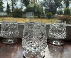 Set of 4 Vintage Cut Crystal Brandy Glasses