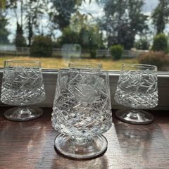 Set of 4 Vintage Cut Crystal Brandy Glasses