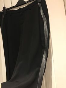 OUI straight-leg trousers with side leather trim U.K. 10)
