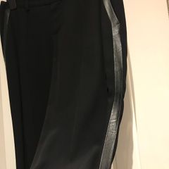 OUI straight-leg trousers with side leather trim U.K. 10)