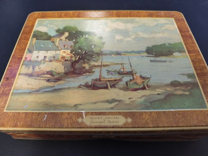 Quiet Haven by Georges Robin Tin Vintage Antique Collectable Retro Blue Bird Confectionery