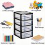 4 Drawer Large Plastic Storage Unitr,Sturdy Drawer Tower Organizer, Home Office School Kids Toy Bedroom Storage Solution, With See Through Drawers for Home Office Crafts Black Clear Image 7