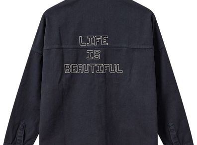 Mos Mosh denim embroidered overcoat