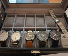 5-Watch Collection Bundle with 12-Slot Display Box (Boderry Titanium, Casio Edifice, CK, Newbridge)